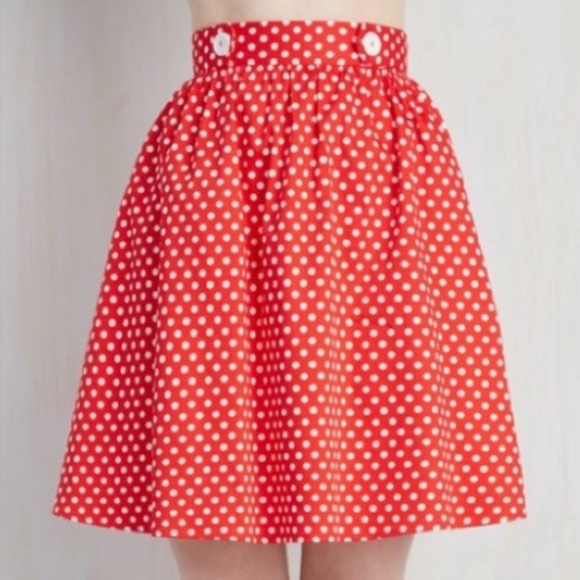 Modcloth Dresses & Skirts - ModCloth Red White Retro Feminine Rockabilly Polka Dot A-Line Boho Skirt Size 1X